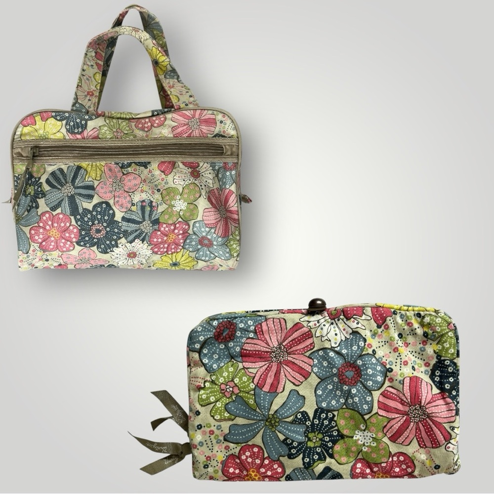 Thirty-One Retired Free Spirit Floral Plastic Lined Makeup & Toiletry‎ Bag